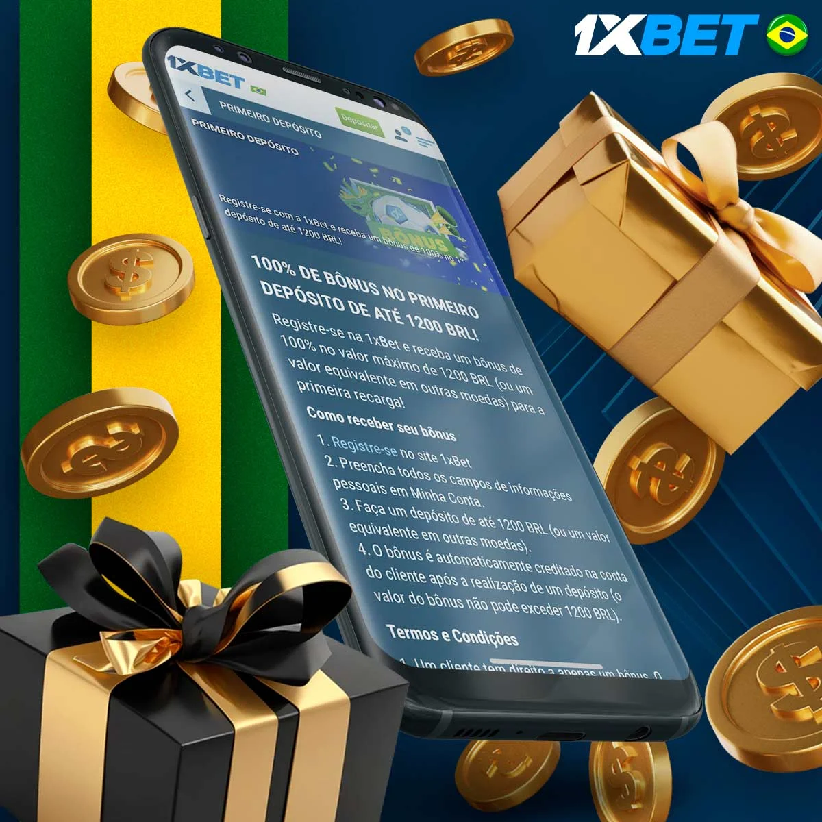 Bónus no primeiro depósito na 1xBet sobre desporto