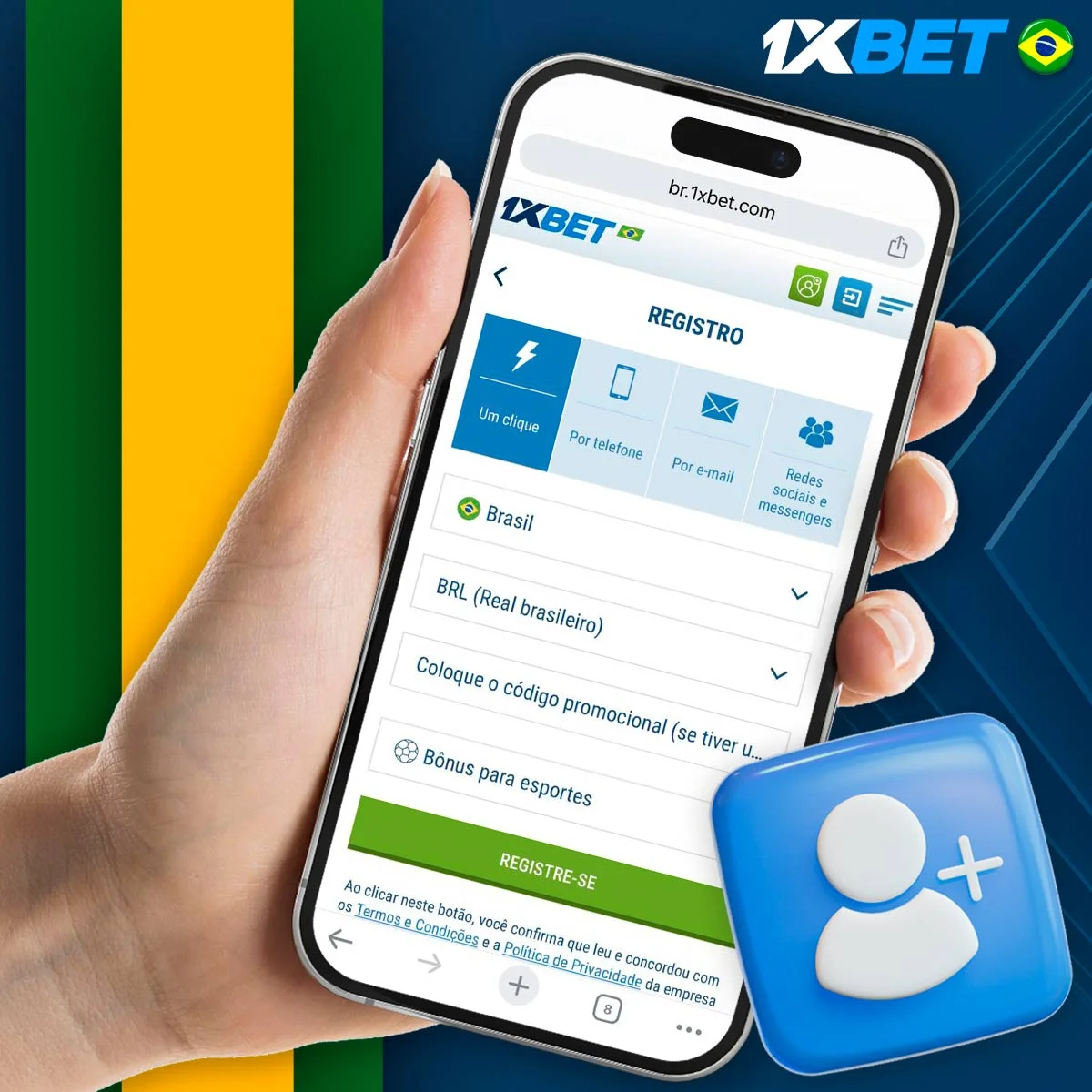 Instruções sobre como se registar na plataforma 1xBet