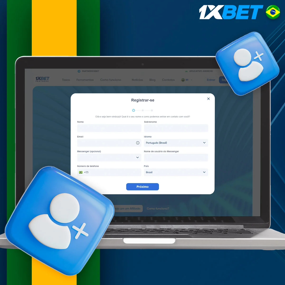 Instruções sobre como se registar no programa de afiliados 1xBet